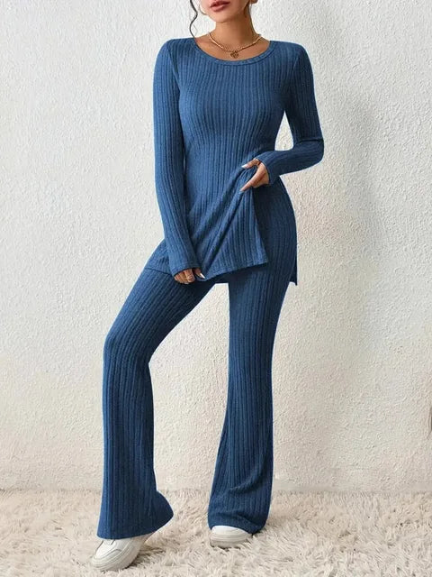 Women's monochrome knit sweater and pants set