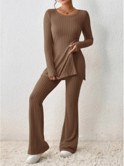 Women's monochrome knit sweater and pants set