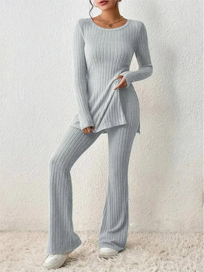 Women's monochrome knit sweater and pants set