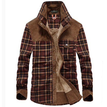 Men’s Jacket – Relaxed Fit – Wool Feel – Fleece Lined – Plaid – Button Front