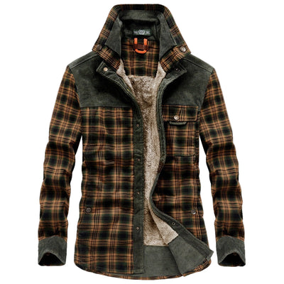 Men’s Jacket – Relaxed Fit – Wool Feel – Fleece Lined – Plaid – Button Front