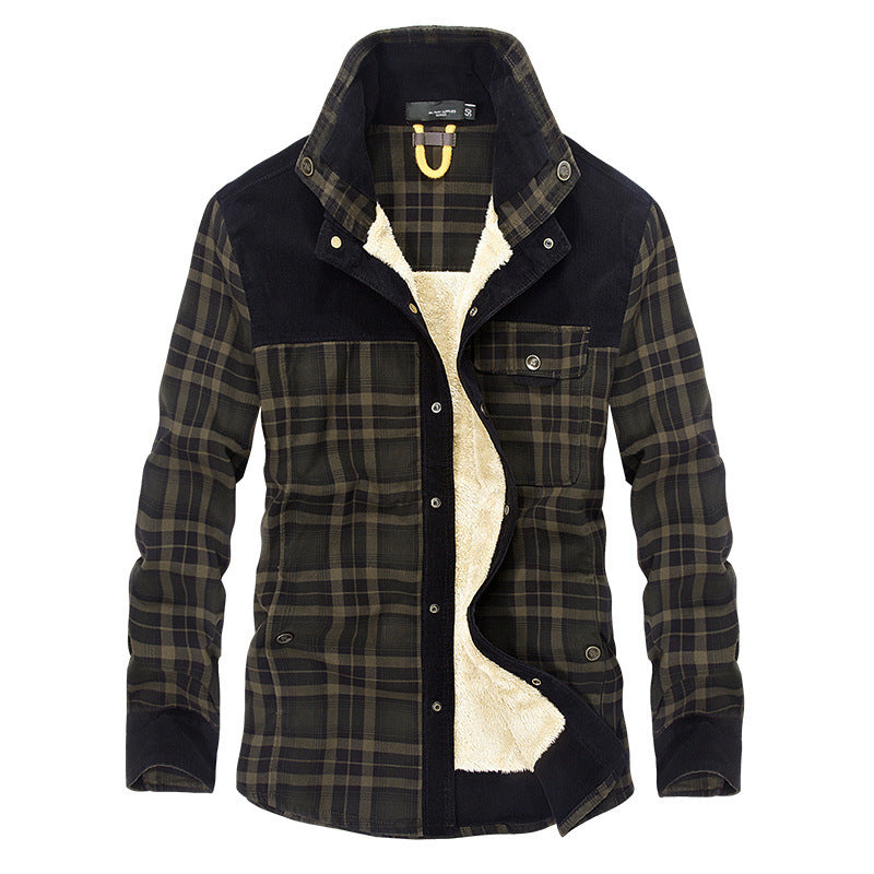 Men’s Jacket – Relaxed Fit – Wool Feel – Fleece Lined – Plaid – Button Front