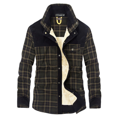 Men’s Jacket – Relaxed Fit – Wool Feel – Fleece Lined – Plaid – Button Front