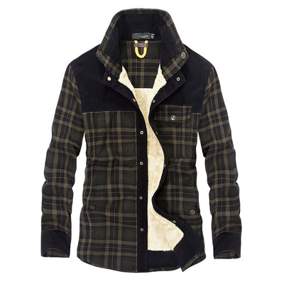 Men’s Jacket – Relaxed Fit – Wool Feel – Fleece Lined – Plaid – Button Front
