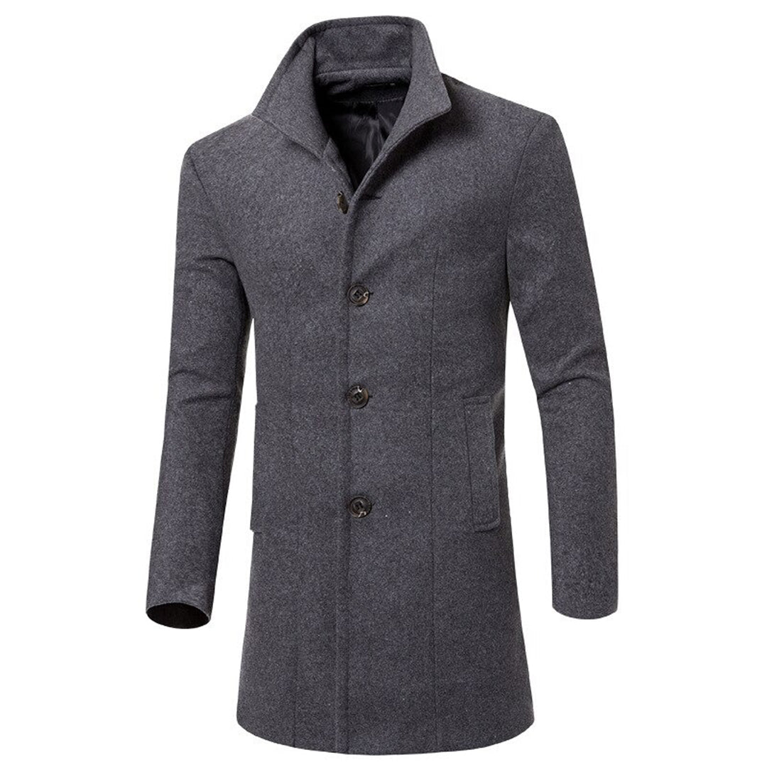 Men's warm trench coat with notch collar