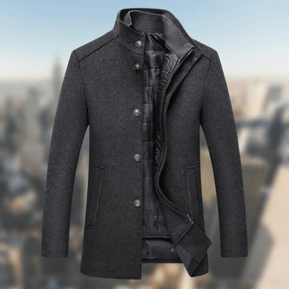 Men's warm coat with standing collar