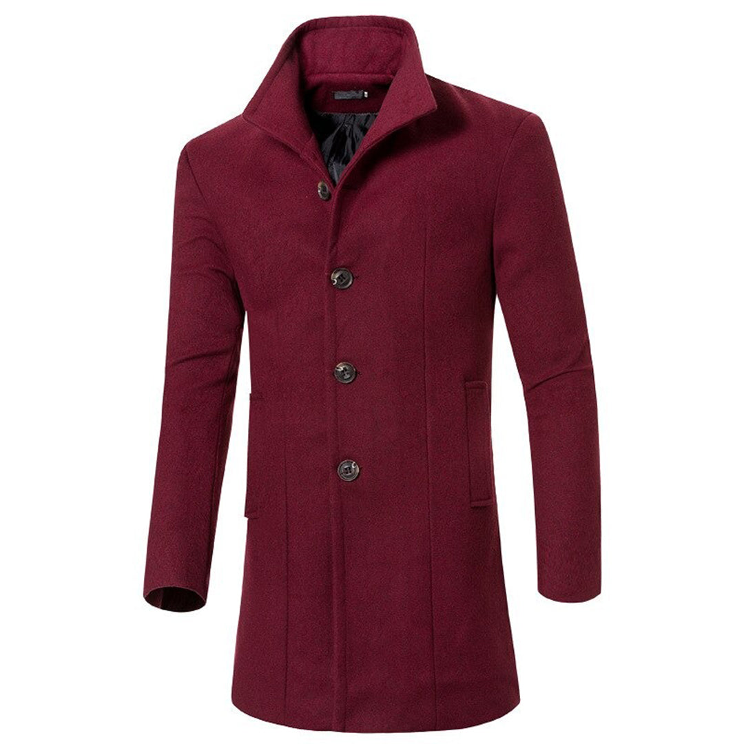 Men's warm trench coat with notch collar