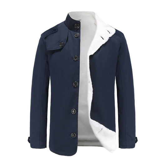 Warm men’s fleece-lined casual coat