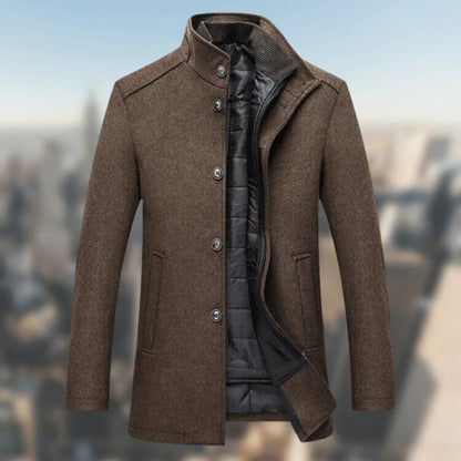 Men's warm coat with standing collar