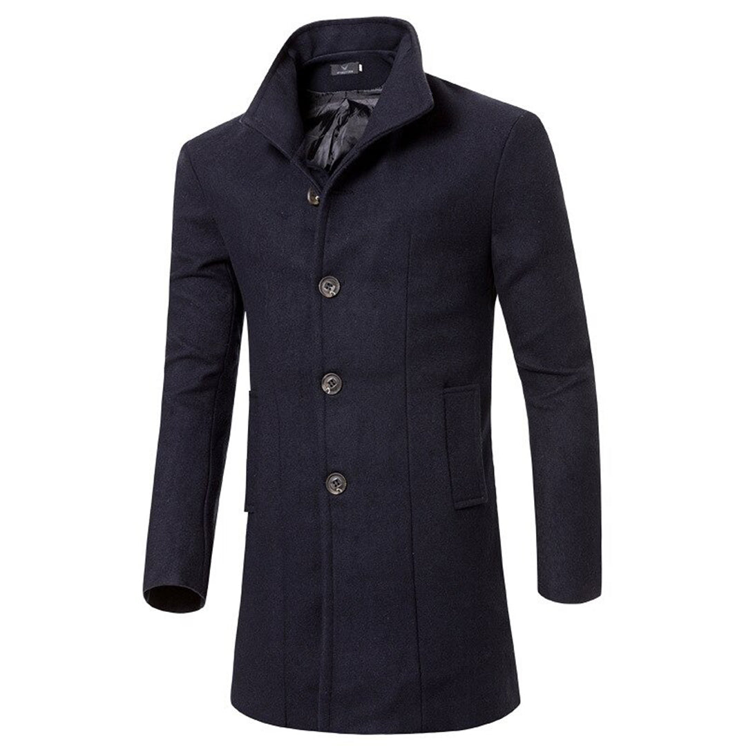 Men's warm trench coat with notch collar