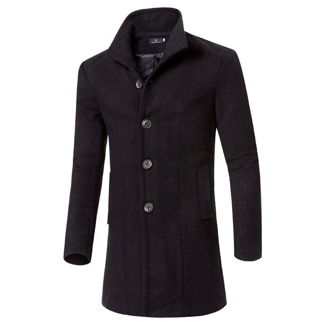 Men's warm trench coat with notch collar