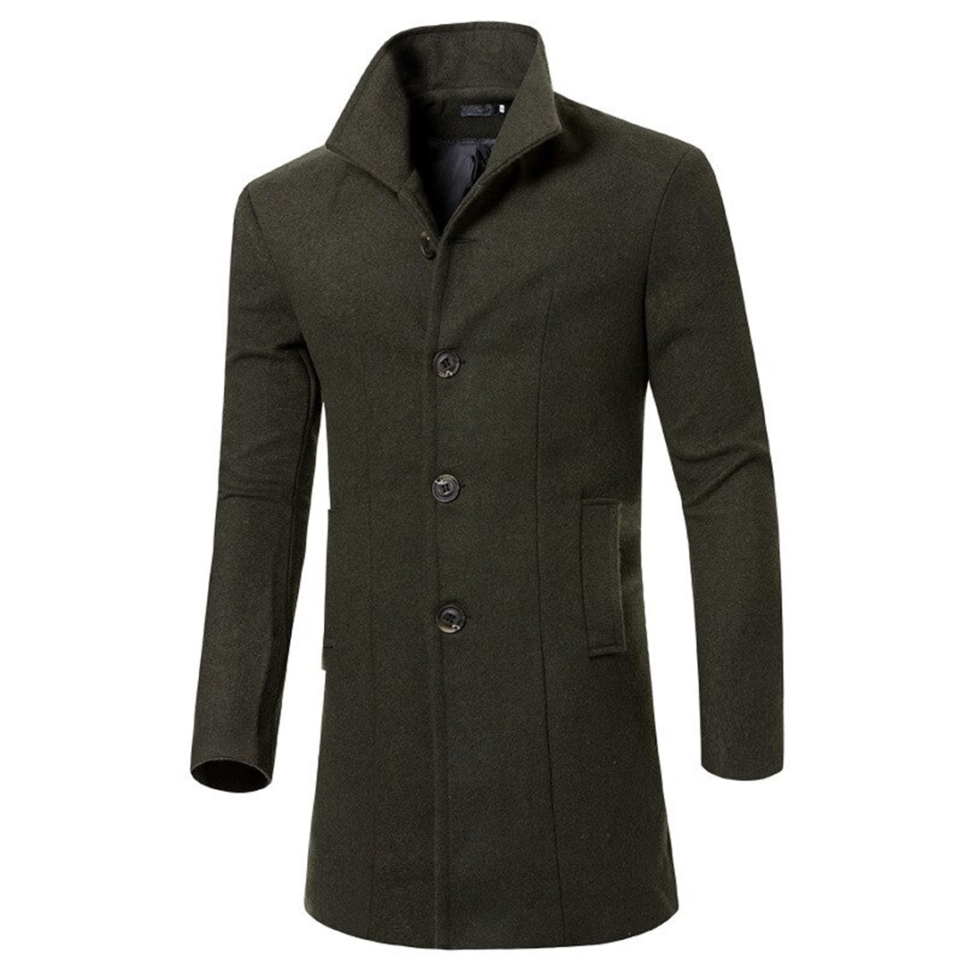 Men's warm trench coat with notch collar