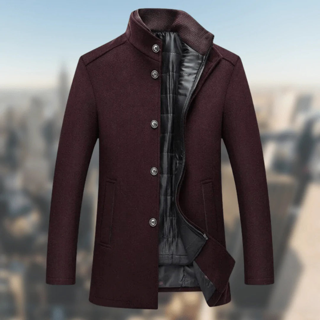 Men's warm coat with standing collar