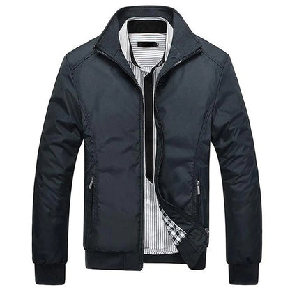 Men's casual jacket with standing collar