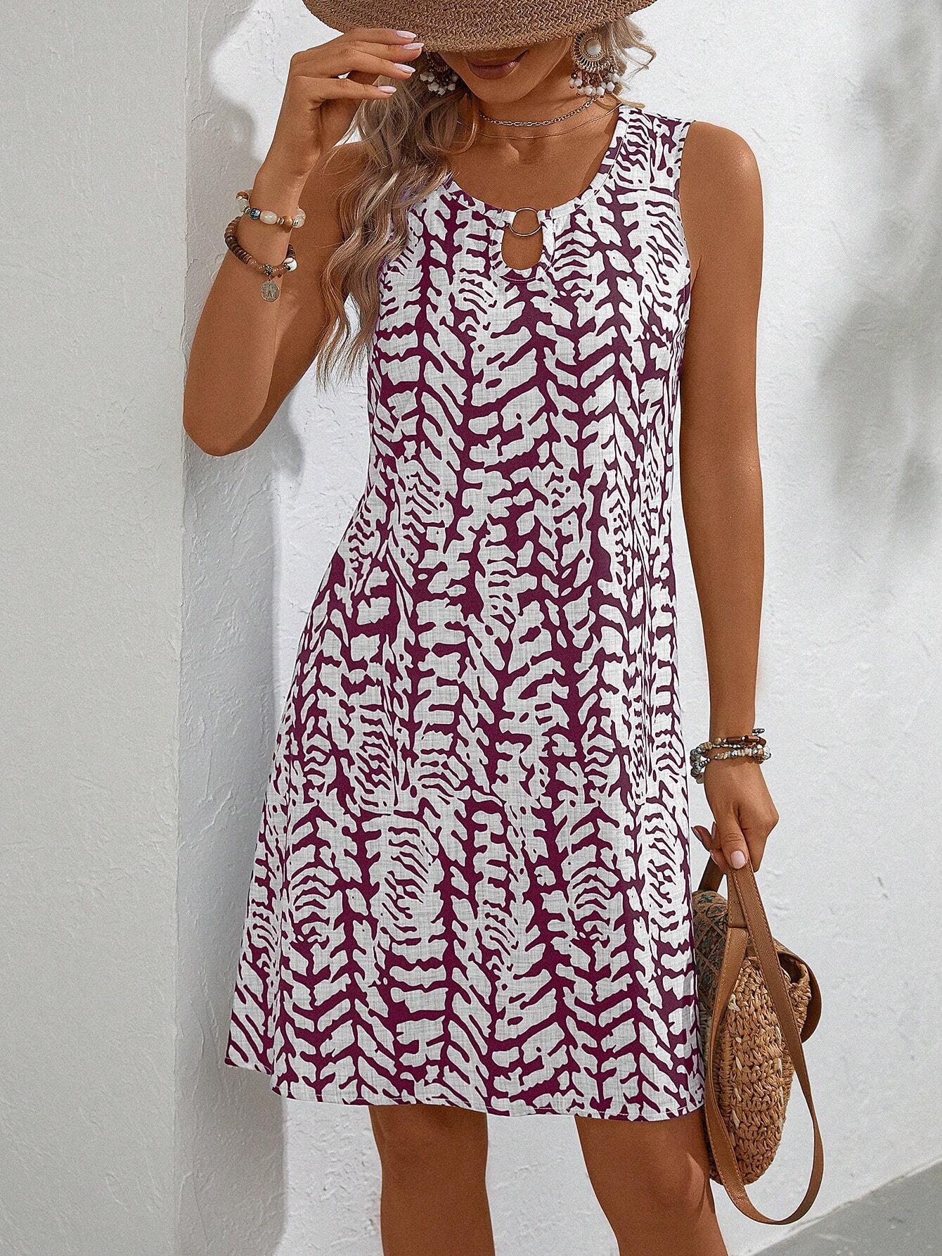 Printed Sleeveless Summer Mini Dress - Lightweight and Breathable Fabric