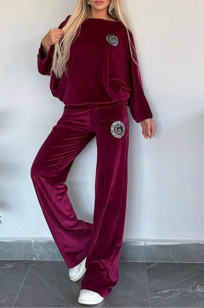 Women's Loungewear Set - Velvety Soft - Oversized Top & Wide-Leg Trousers - Relaxed Fit