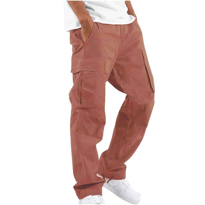 Men’s Cargo Trousers – Relaxed Fit – Straight Leg – Cotton Blend – Utility Pockets