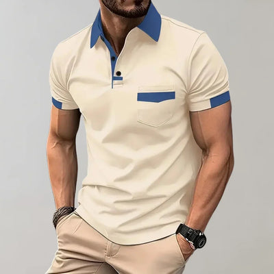 Men’s Polo Shirt – Slim Fit – Soft Knit – Chest Pocket – Short Sleeve – Contrast Trim