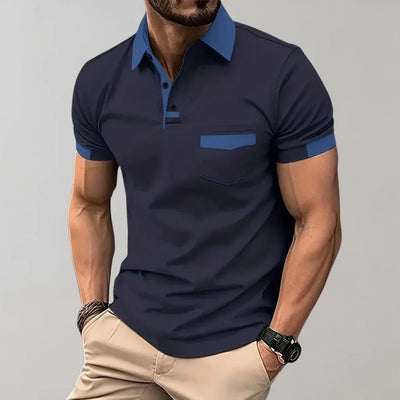 Men’s Polo Shirt – Slim Fit – Soft Knit – Chest Pocket – Short Sleeve – Contrast Trim