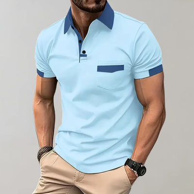 Men’s Polo Shirt – Slim Fit – Soft Knit – Chest Pocket – Short Sleeve – Contrast Trim