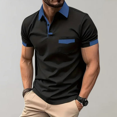 Men’s Polo Shirt – Slim Fit – Soft Knit – Chest Pocket – Short Sleeve – Contrast Trim