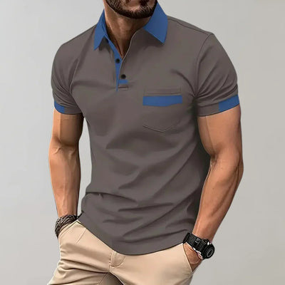 Men’s Polo Shirt – Slim Fit – Soft Knit – Chest Pocket – Short Sleeve – Contrast Trim