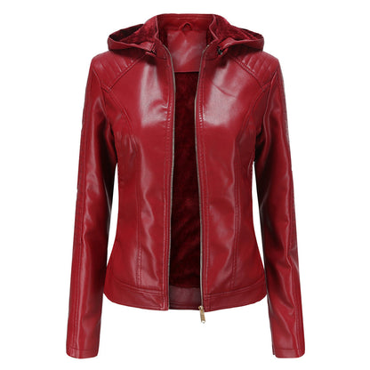 Jacket with detachable hood for women