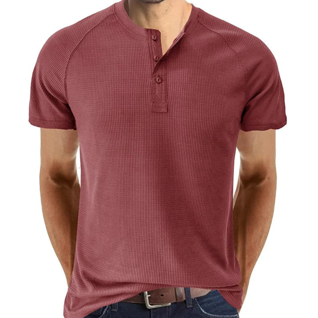 Men’s Henley Shirt – Slim Fit – Soft Knit – Short Sleeve – Ribbed Lightweight Casual