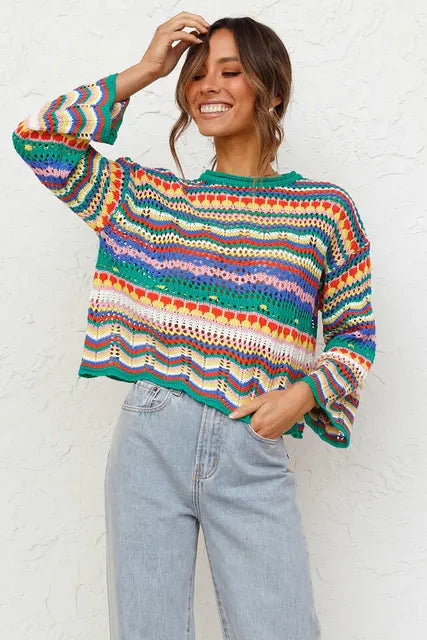 Trendy loose stitch sweater for women