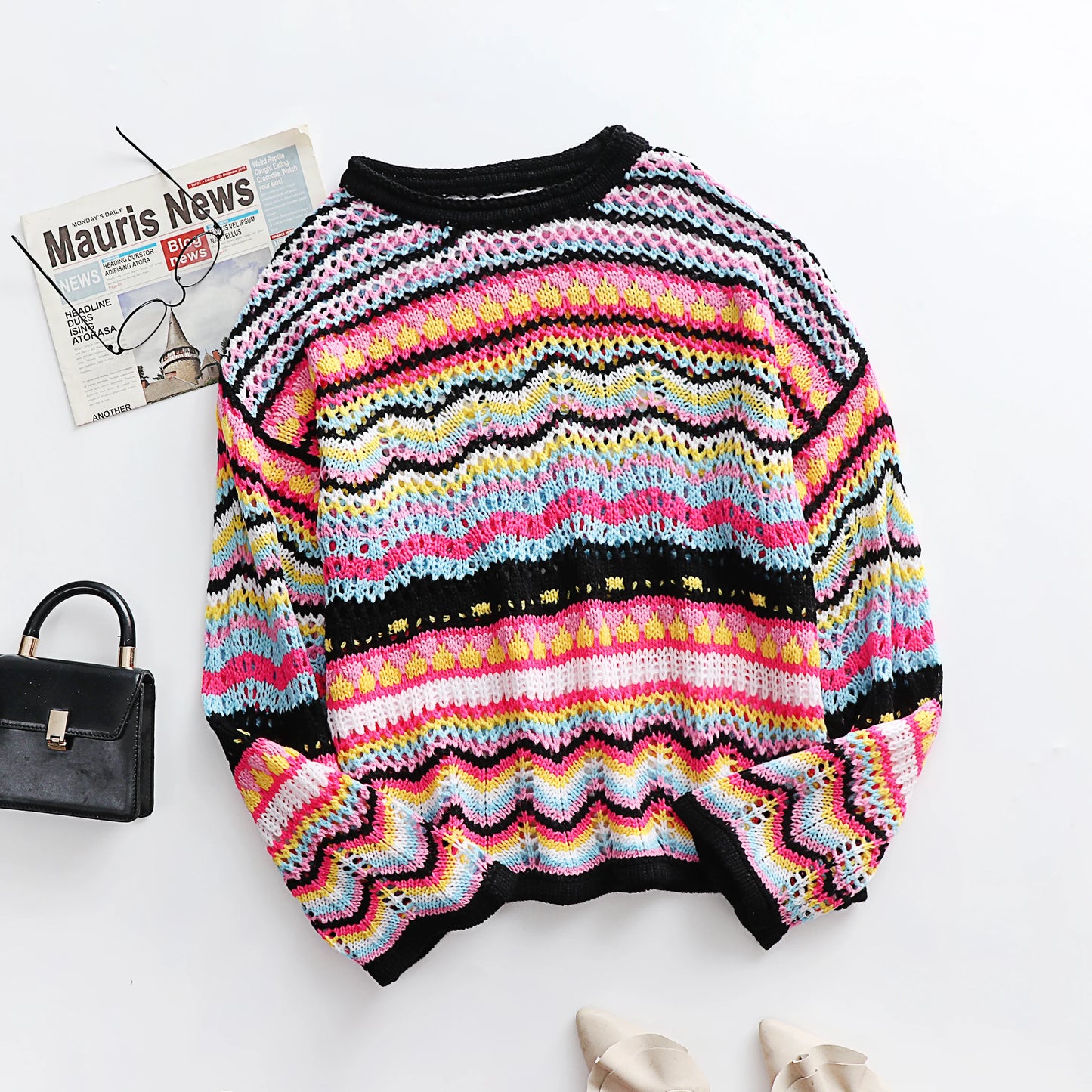 Trendy loose stitch sweater for women