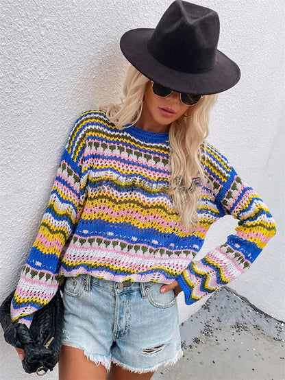 Trendy loose stitch sweater for women