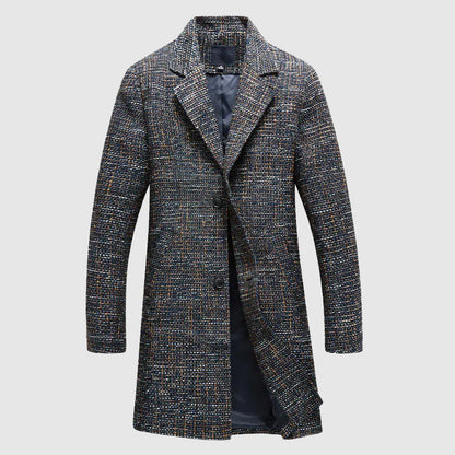 Men’s Wool Coat – Tailored Fit – Notched Lapel – Mid Length – Button Front Formal Wear
