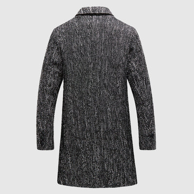 Men’s Wool Coat – Tailored Fit – Notched Lapel – Mid Length – Button Front Formal Wear