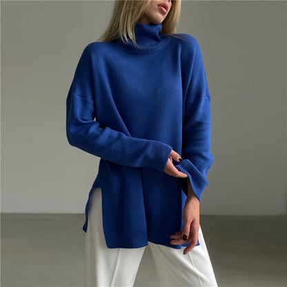 Women's high-neck sweater with long sleeves