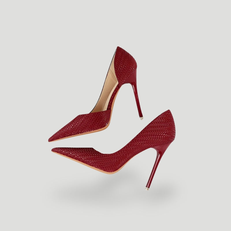 Women’s Stiletto Heels – Pointed Toe – Textured Luxury Finish – Sleek Slip-On Fit