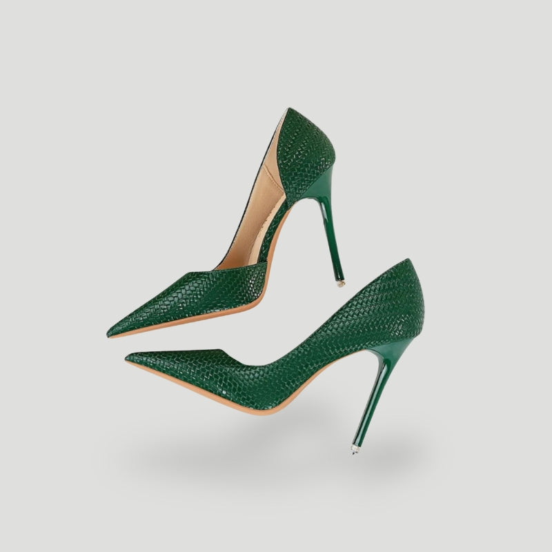 Women’s Stiletto Heels – Pointed Toe – Textured Luxury Finish – Sleek Slip-On Fit