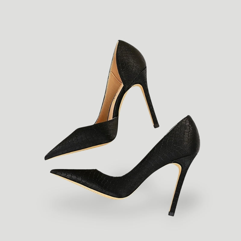 Women’s Stiletto Heels – Pointed Toe – Textured Luxury Finish – Sleek Slip-On Fit