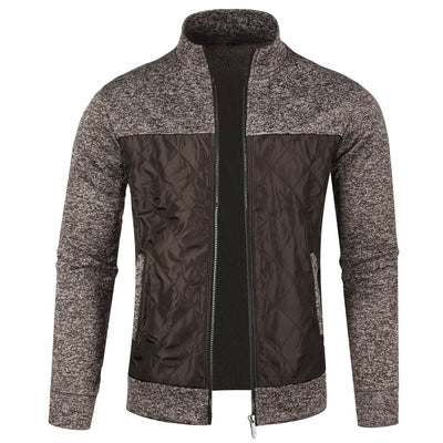 Men’s knitted casual outdoor coat with stand-up collar