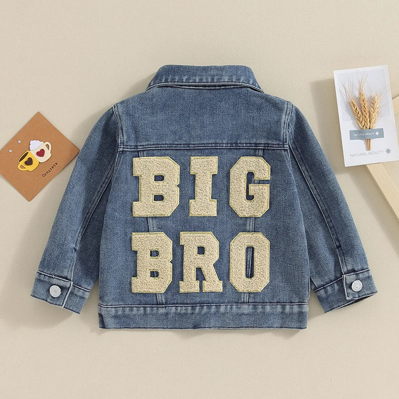 Toddler denim jacket with letter embroidery