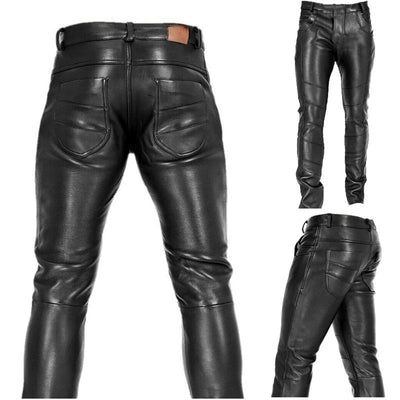 Tough PU leather pants men's