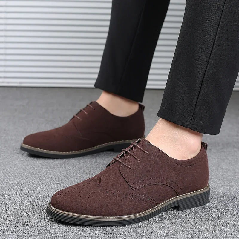 Men’s Oxford Shoes - Suede Finish - Brogue Detailing - Formal Smart Casual Wear