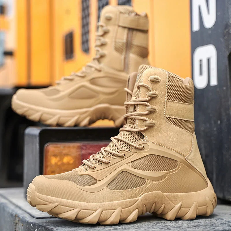 Men’s Tactical Boots – Waterproof – Ankle Support – Breathable Mesh – Rugged Grip Sole
