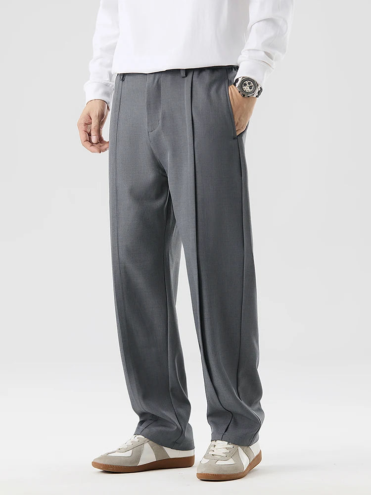 Men's wide leg pleated trousers