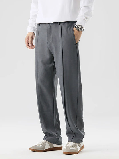 Men's wide leg pleated trousers