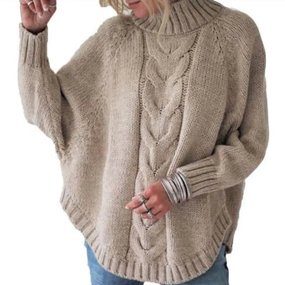 Women's loose turtleneck knitted winter sweater