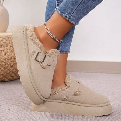 Retro fleece loafers for women