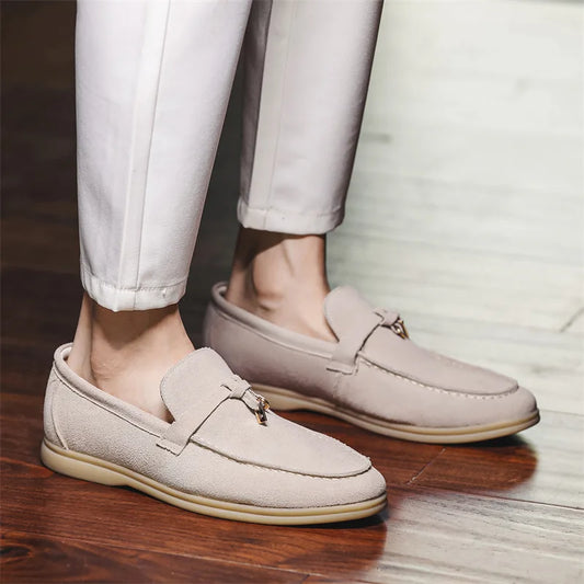Men’s Suede Loafers – Slip-On Design – Rubber Sole – Smart-Casual Streamlined Fit