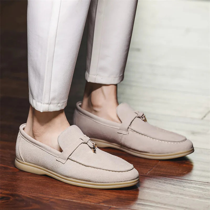 Men’s Suede Loafers – Slip-On Design – Rubber Sole – Smart-Casual Streamlined Fit