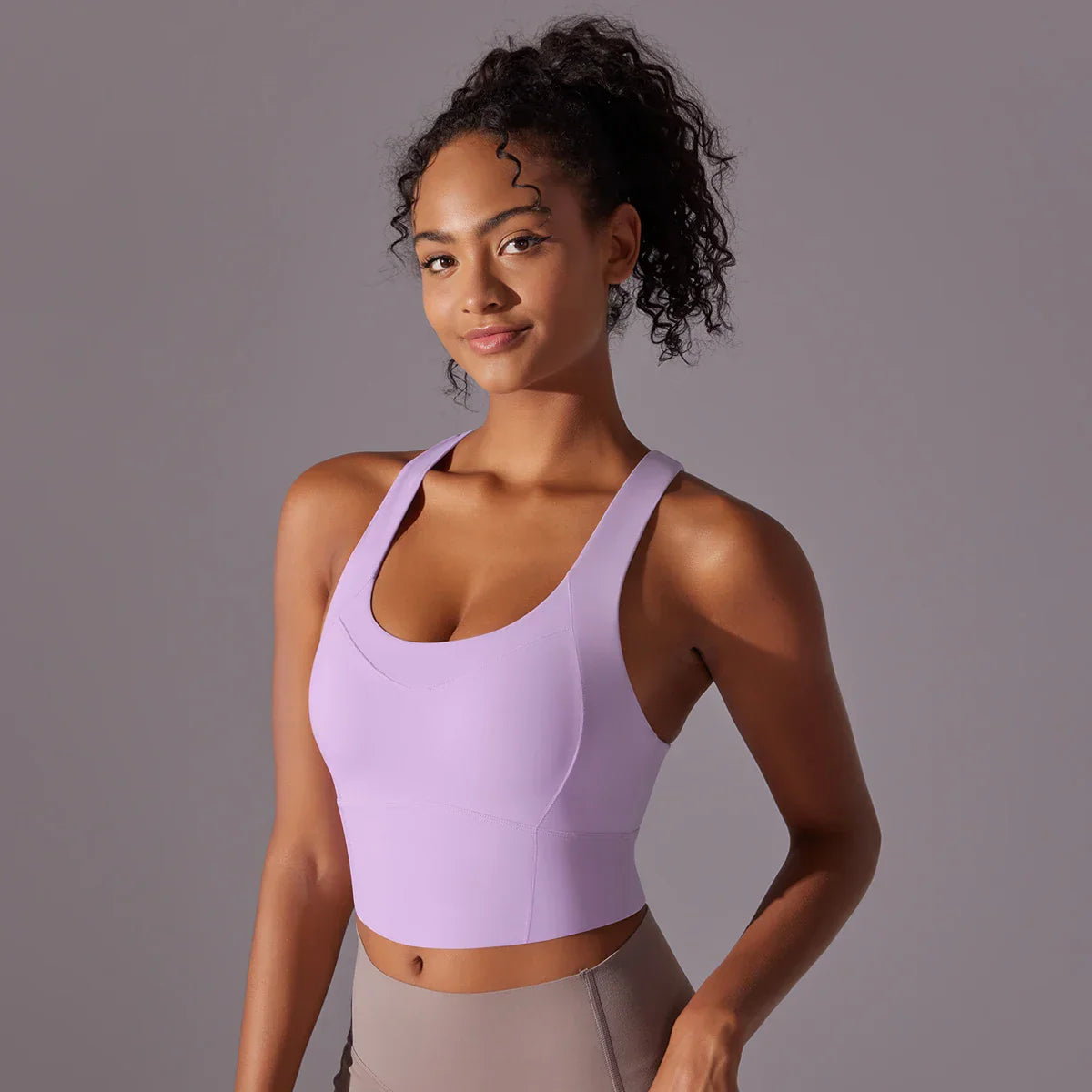 Women’s Sports Bra – Snug Fit – Racerback – Scoop Neck – Breathable Stretch Blend