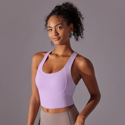 Women’s Sports Bra – Snug Fit – Racerback – Scoop Neck – Breathable Stretch Blend